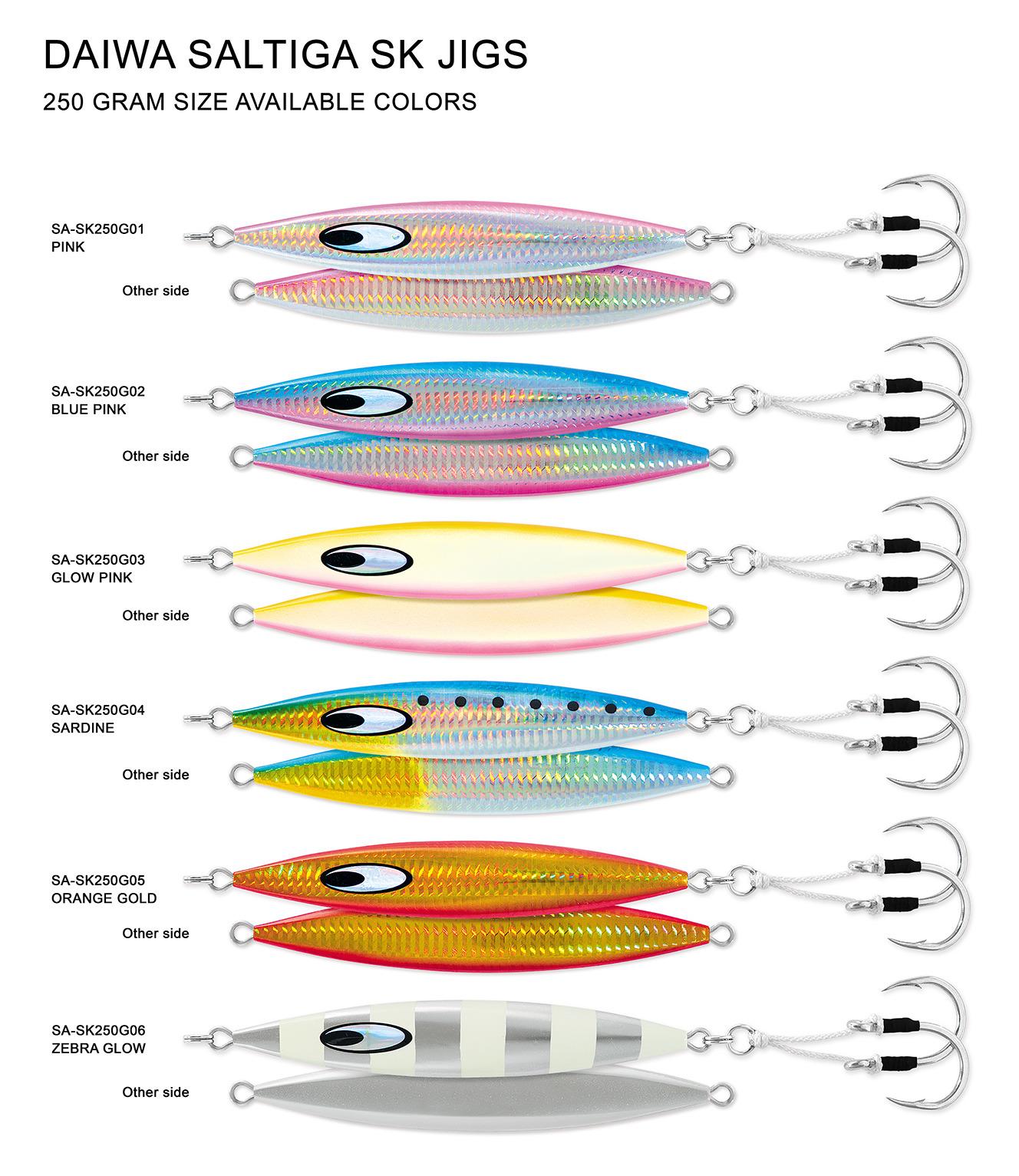 Daiwa SA-SK250G04 Saltiga SLK Metal Jig, 9oz, 9/0 Assist Hooks, Sardine