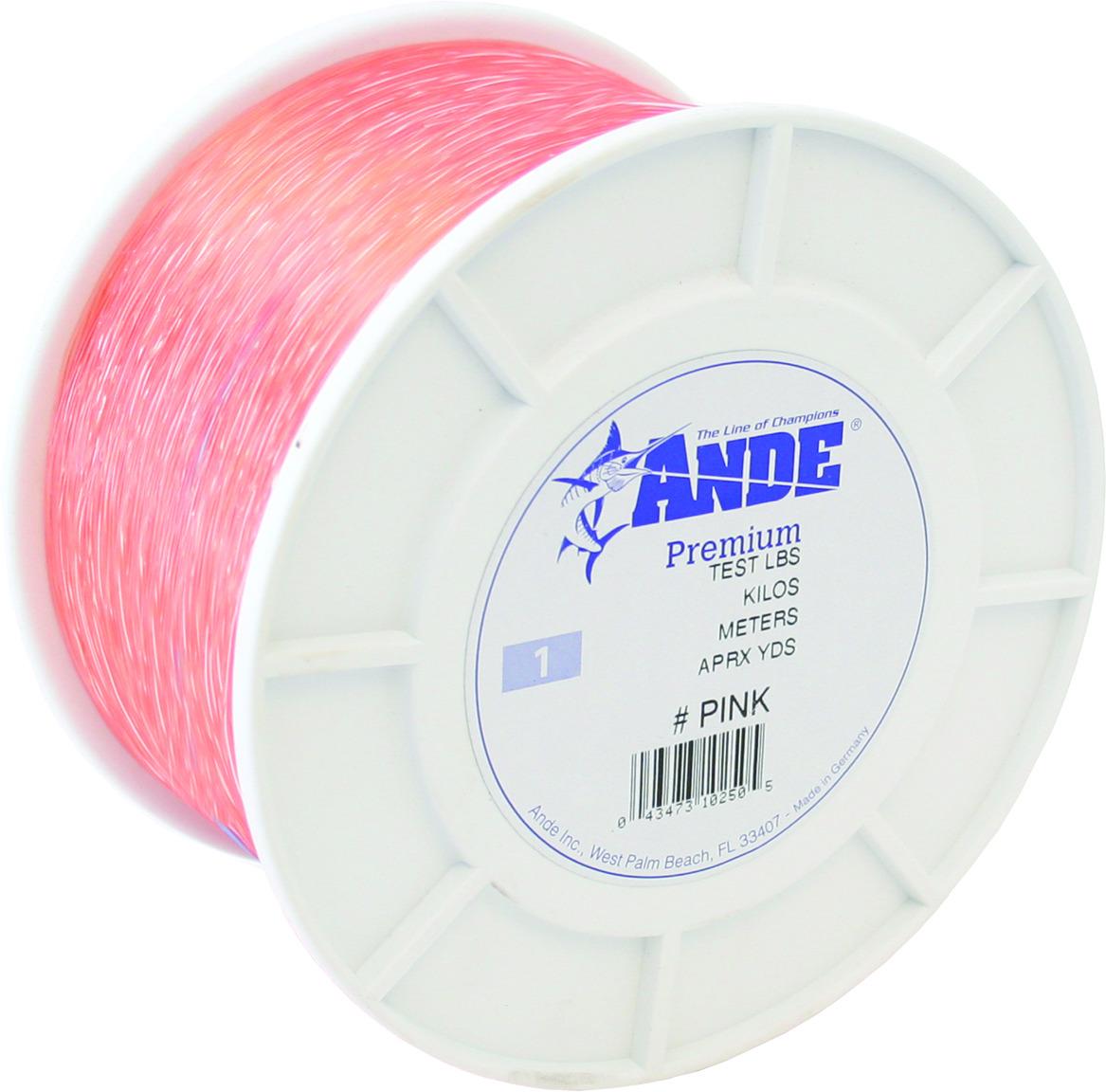 Ande A1-30P Premium Monofilament Fishing Line 1 lb Spool 30 lb 1600 Yards Pink