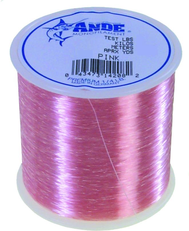 Ande A14-15P Premium Monofilament Fishing Line 1/4 lb Spool 15 lb 750 Yards Pink