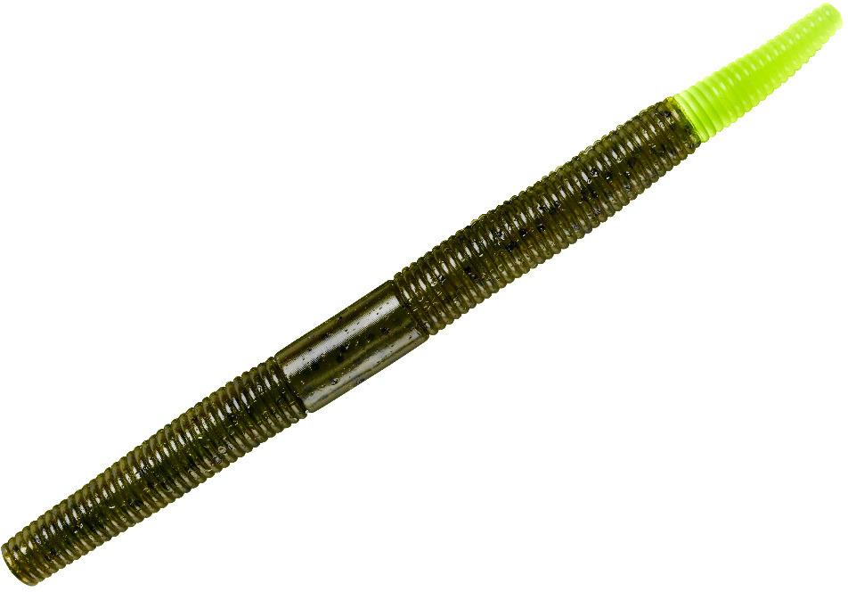 Yum Fishing Lure YDG659 Dinger Worm 6" Green Pumpkin Chartreuse Tail 6 Per Bag
