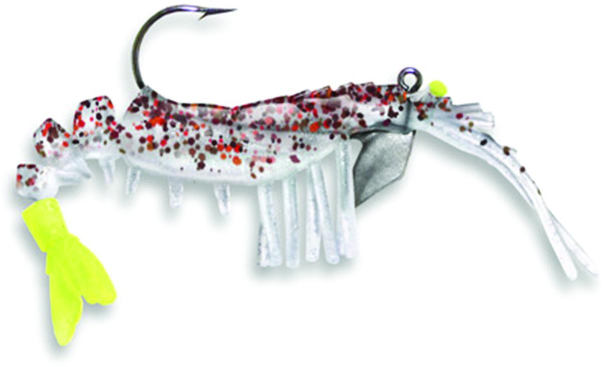 Vudu Fishing Lure E-VS35-14-30 Shrimp 3.5" Cajun Pepper And Chartreuse Tail
