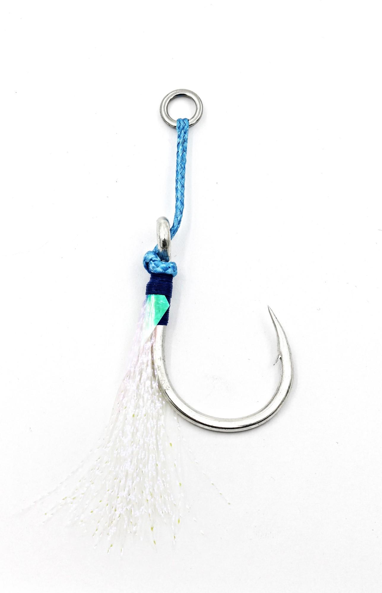 Mustad J-ASSIST5-5/0-3 Ocean CamoAssist Rig, Blue w/ Flash & Ring