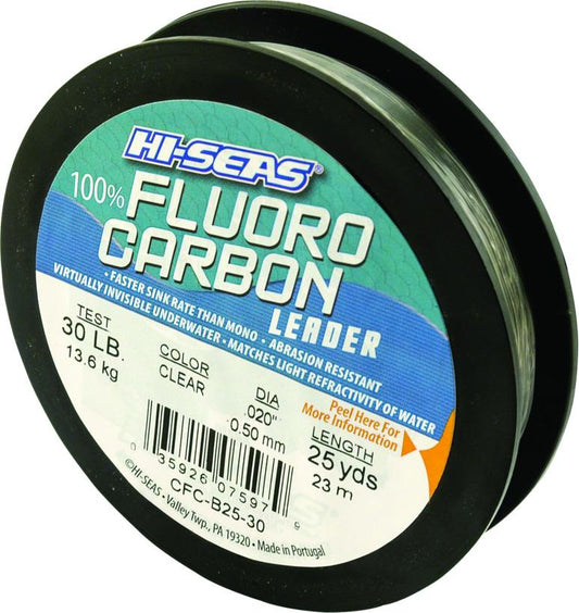Hi-Seas CFC-B25-25 100% Fluorocarbon Monofilament Leader 25 lb test