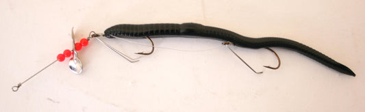 Creme 0103-3-1 Scoundrel Rigged Worm 6" Black 1 Rig and Spare