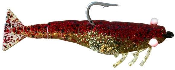 DOA FSH2.75-3P-408 Shrimp Lure2.75", 3 Pack - Red/Gold Glitter