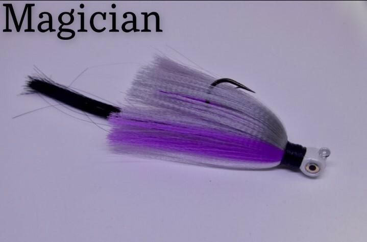 R&R Magician 1 1 oz Snook/Cobia Jig - Ivory Head, Gray Body, Black Tail