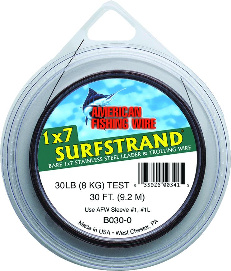 AFW B030-0 Surfstrand Bare 1x7 Stainless Steel Leader Wire 30 lb