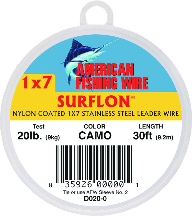AFW D020-0 Surflon Nylon Coated 1x7 Stainless Leader Wire 20 lb  9