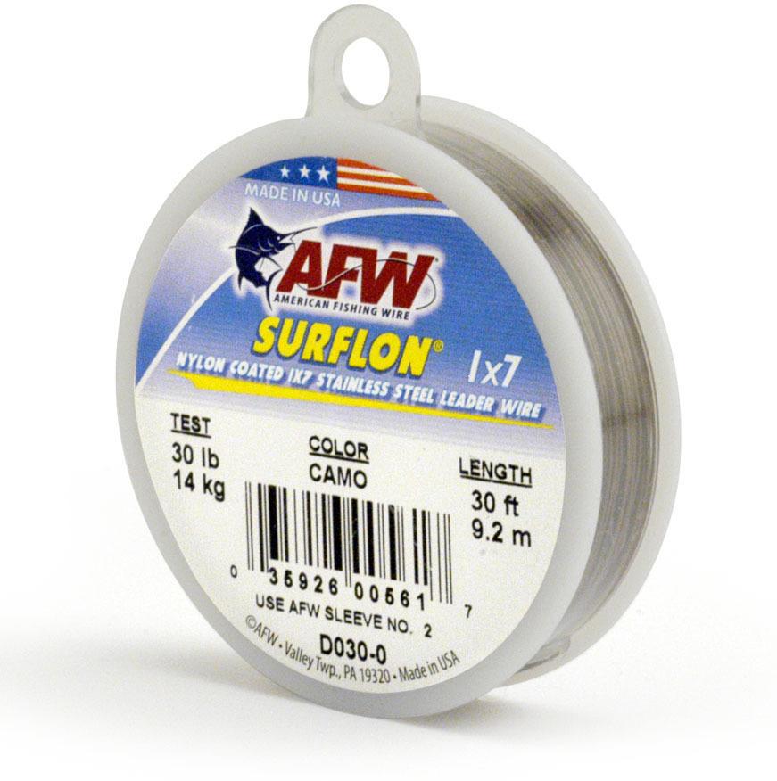 AFW D030-0 Surflon Nylon Coated 1x7 Stainless Leader Wire 30 lb