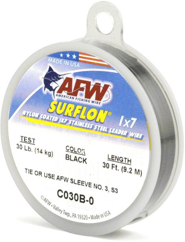 AFW C030B-0 Surflon Nylon Coated 1x7 Stainless Leader Wire 30 lb