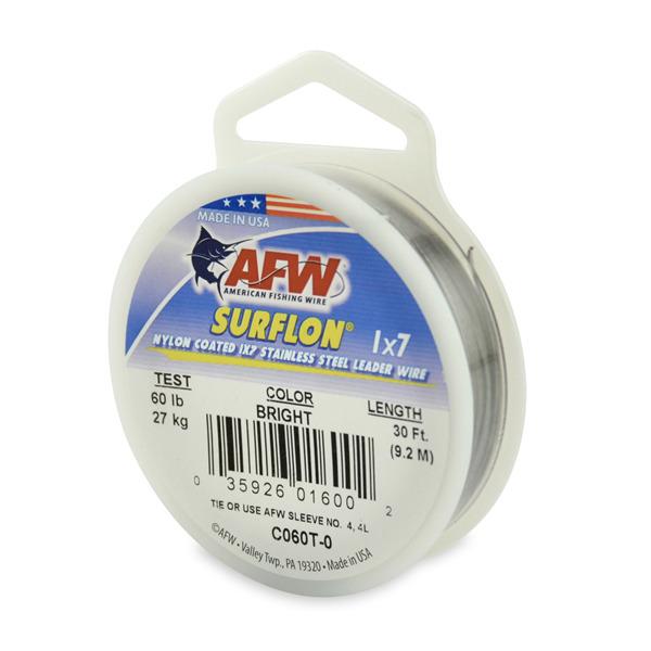 AFW C060T-0 Surflon Nylon Coated 1x7 Stainless Leader Wire 60 lb