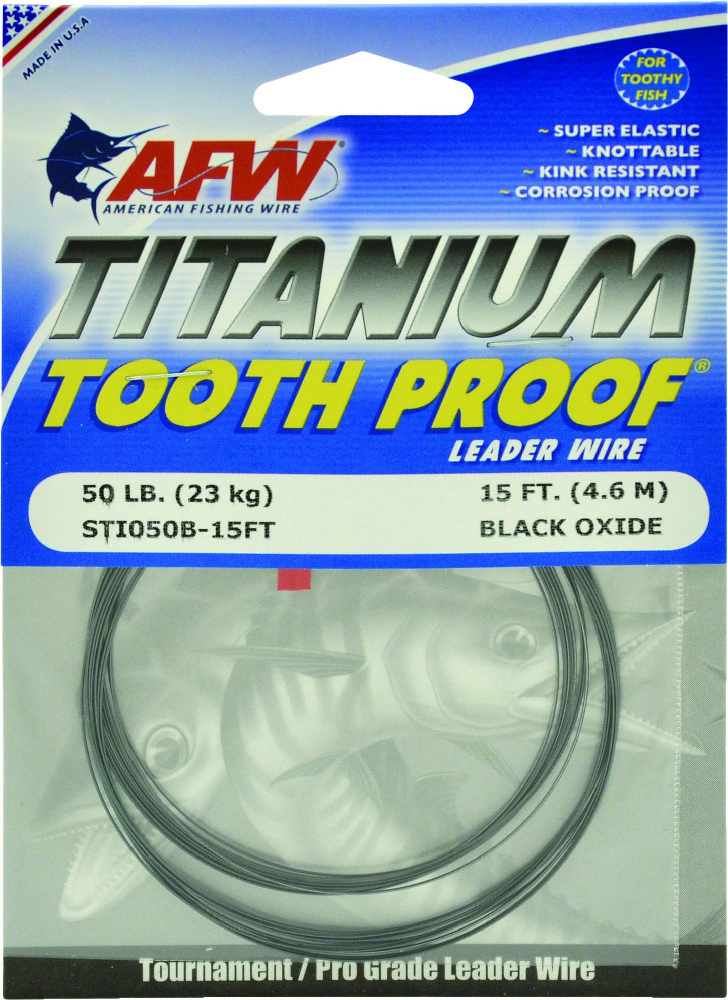 AFW STI050B-15FT Titanium Tooth Proof Single Strand Leader Wire