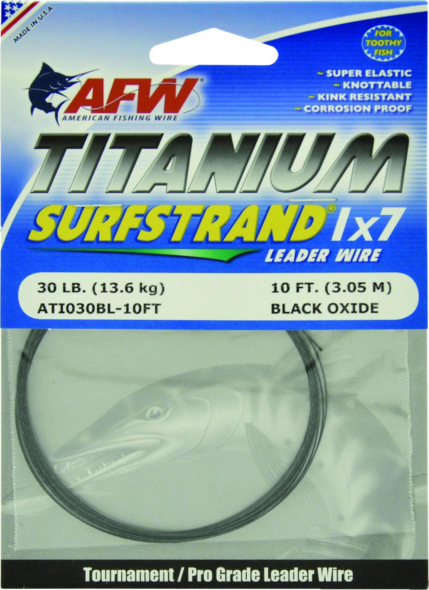AFW ATI030BL-10FT Titanium Surfstrand Bare 1x7 Leader Wire