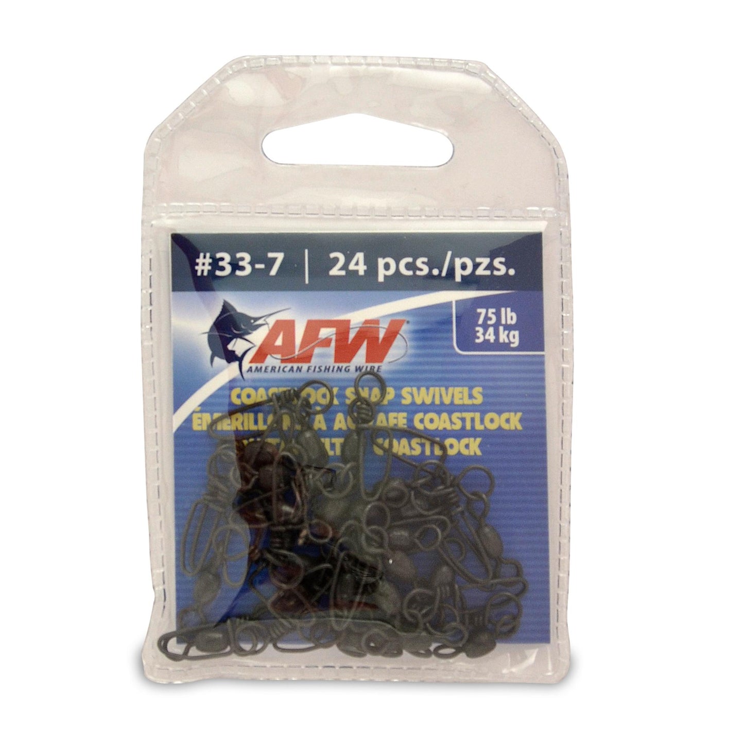 AFW FCLSS075B-A Brass Coastlock Snap Swivels, Size #7, 75 lb (34