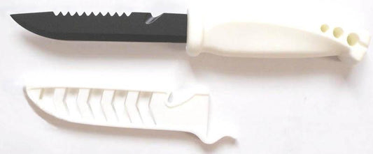 Evolution EV-BK4-WHT Bait Knife 4" Wht Handle Black Blade Wht Cover