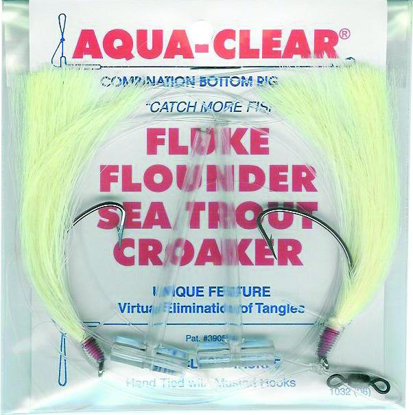 Aqua Clear FW-1EWSS Hi/Lo Fluke/ Flounder/Trout/Croaker Wht Hair 3/0