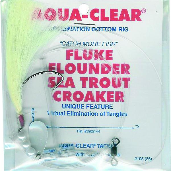 Aqua Clear FW-4ESW Single Leader Fluke/Flounder/Trout Wht Hair