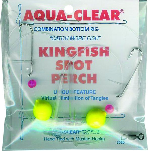 Aqua Clear KF-1F Hi/Lo Rig Kingfish /Spot/Perch Cht Float And Red Bead Size 8