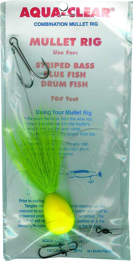 Aqua Clear MU-1EC Mullet Rig Bluefish/Drum/Striper Cht Float And Chartreuse