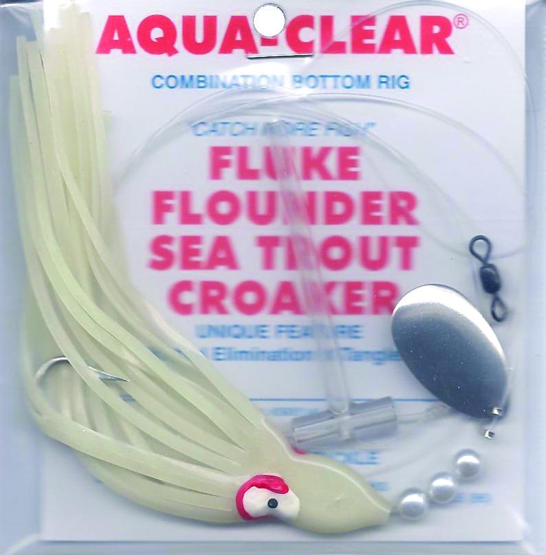 Aqua Clear FW-4HWS Single Leader Fluke/Flounder/Trout Wht Glo Squid