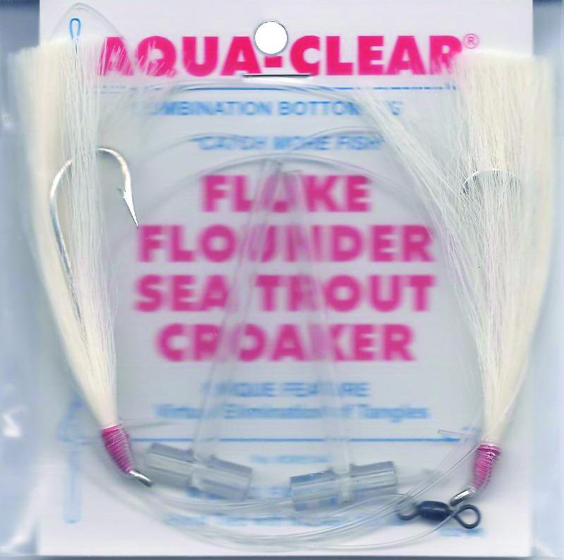 Aqua Clear FW-1EW Hi/Lo Fluke/ Flounder/Trout/Croaker Wht Hair 3/0