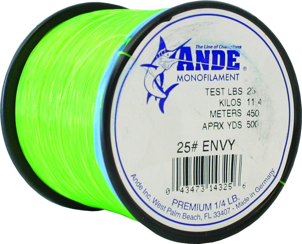 Ande A14-25GE Premium Mono Line 1/4 lb Spool 25 lb 500 Yards Green Hi-Vis