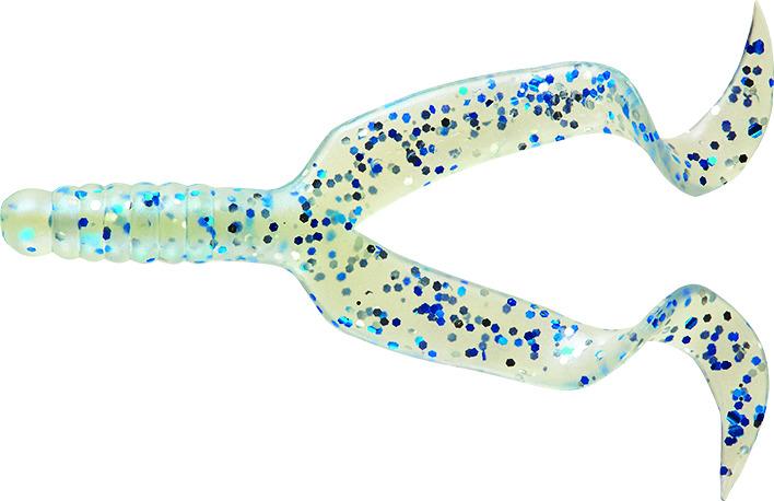 Mister Twister DT10-1BPS Double Tail Grub 4" Shiny Blue
