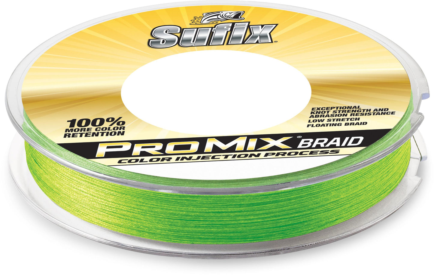 Sufix 630-165L ProMix Braid, 65 lb 300 yd Spool, Neon Lime