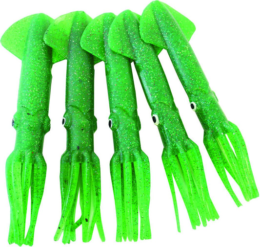 Mold Craft 560908 Squirt Squid 9" Green Metal/Flake 5 Per Pack