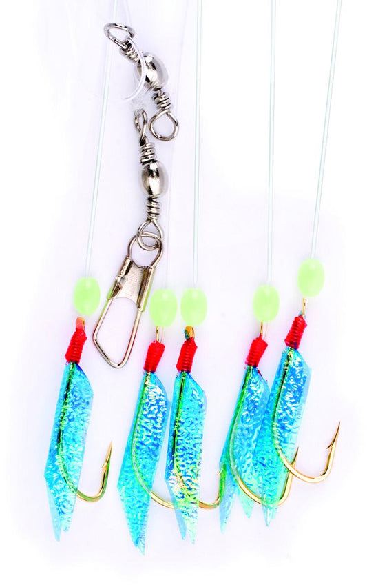 Eagle Claw L947-8 Lazer Sharp Bait Rig Blue Wing Green Bead Gold Hook