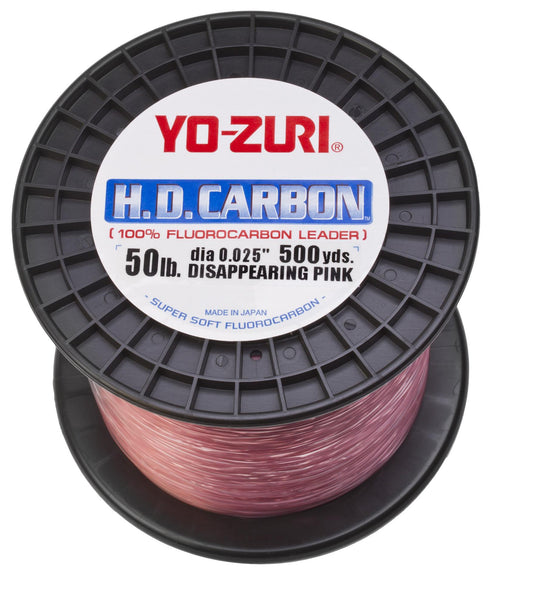 Yo-Zuri HD 50 lb DP 500 SPL Carb Fluoro 100% Leader 50 lb 500 Yd Disappear Pink