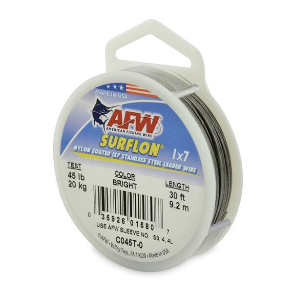 AFW C045T-0 Surflon Nylon Coated 1x7 Stainless Leader Wire 45 lb