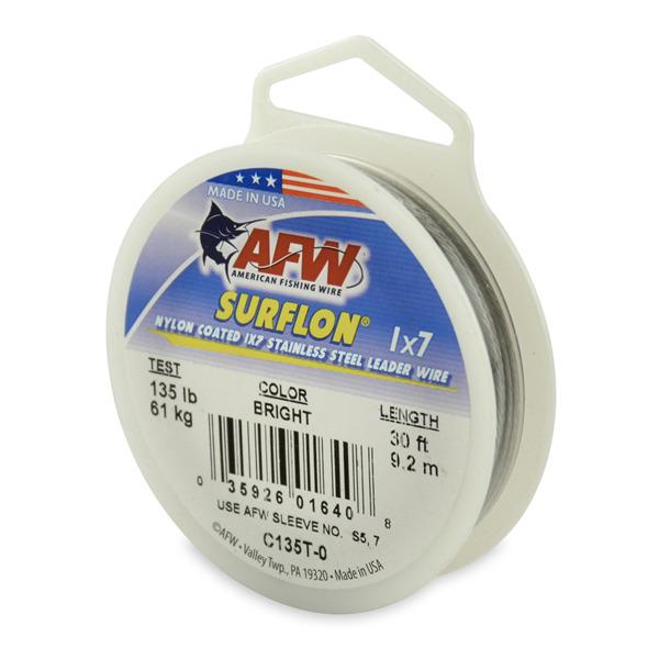 AFW C135T-0 Surflon Nylon Coated 1x7 Stainless Leader Wire 135 lb