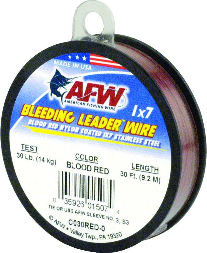 AFW C030RED-0 Bleeding Leader Wire Nylon Coated 1x7 Stainless 30 lb