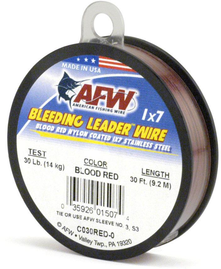 AFW C060RED-0 Bleeding Leader Wire Nylon Coated 1x7 Stainless 60 lb