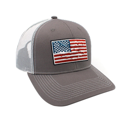 Calcutta BR241649 US Flag Hat Grey with White Mesh Adjustable back