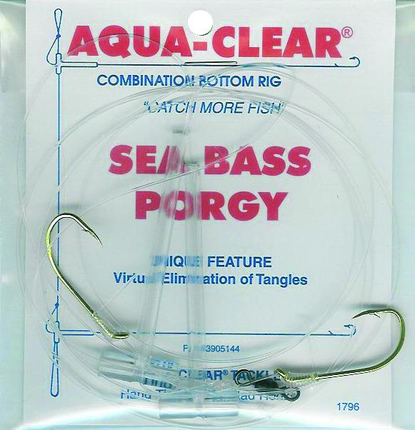 Aqua Clear SP-1 Hi/Lo Rig Sea Bass/ Porgy 1/0 Gld Beak Straight Shank