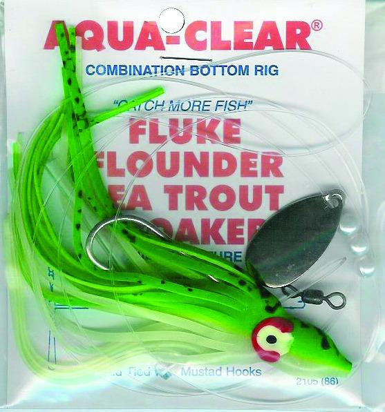 Aqua Clear FW-4HGS Single Leader Fluke/Flounder/Trout Grn Glo Squid