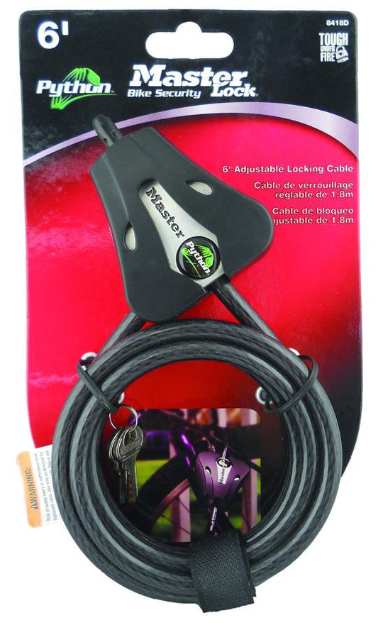 Covert C02168 Master Lock Python Security Cable 6' 5/16" Black